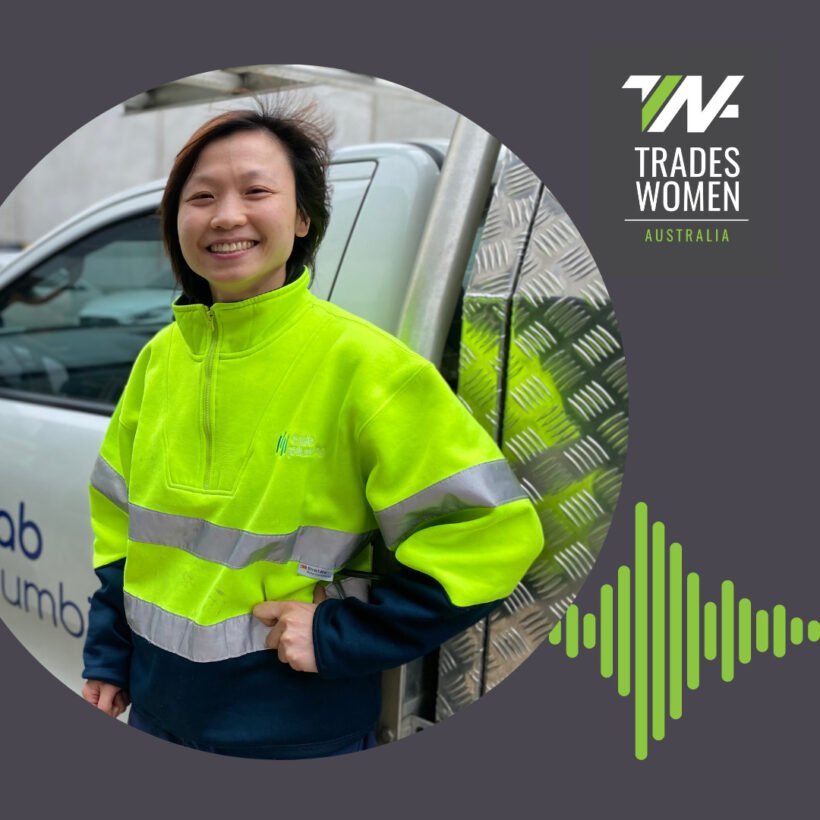 Smiling apprentice tradeswoman